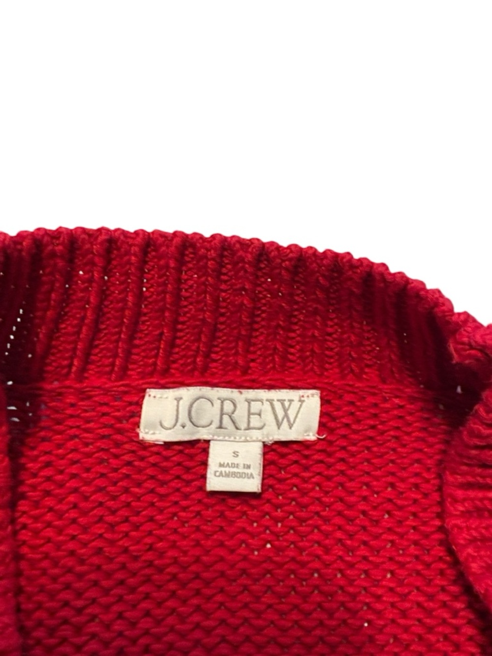J. Crew Heritage Cotton Oversized V-Neck Sweater S Red Fisherman Preppy - Picture 4 of 7